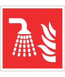 Cartello con simbolo 'sistema estinzione incendio ad acqua'