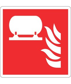 Cartello con simbolo 'installazione fissa estinzione incendi'