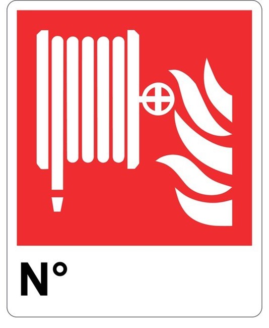 Cartello lancia antincendio con scritta 'N°'
