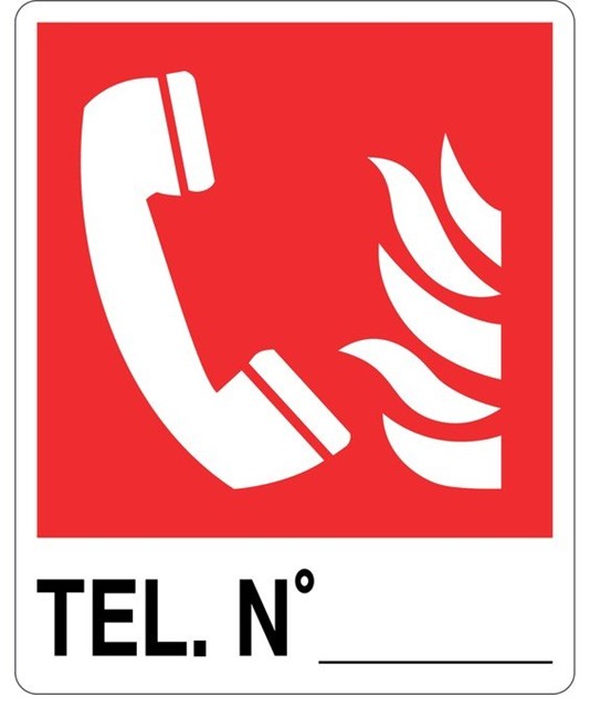 etichette adesive antincendio 'telefono. n°', simbolo e testo