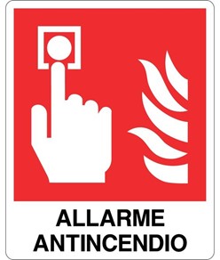 Cartello con scritta 'pulsante allarme antincendio'