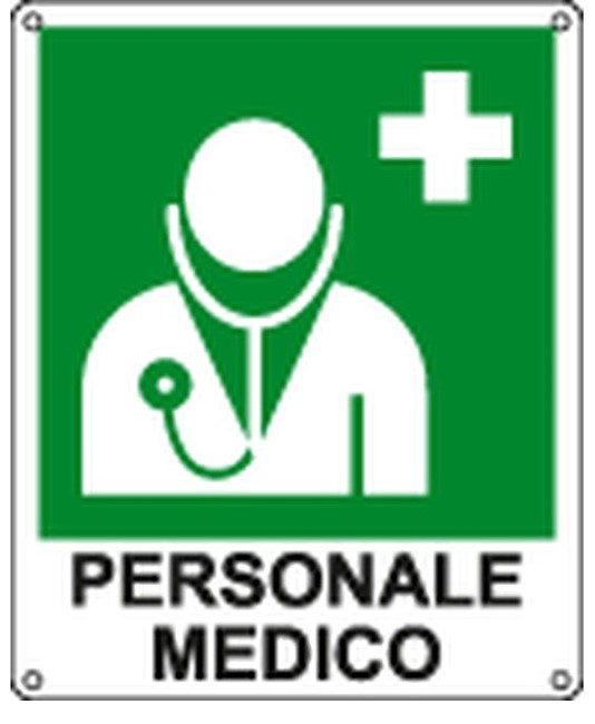 Cartello con scritta 'personale medico'
