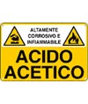 Cartello 'acido acetico altamente corrosivo e infiammabile'