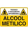 Cartello 'alcool metilico tossico e facilmente infiammabile'