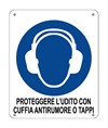 Cartello obbligo  proteggere l'udito con cuffia antirumore o tappi