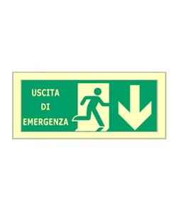 Cartello fotoluminescente 'uscita di emergenza' simbolo indietro