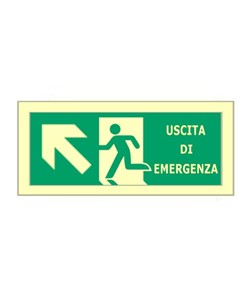 Cartello fotoluminescente 'uscita di emergenza' avanti/sinistra