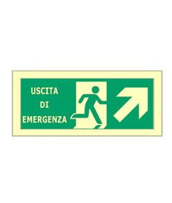 Cartello fotoluminescente 'uscita di emergenza' avanti/destra