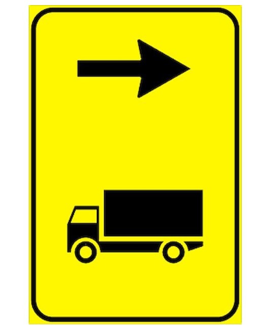 Cartello 'direzione autocarri consigliata' con direzione freccia a scelta