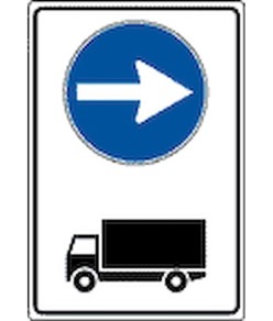 Cartello direzione obbligatoria autocarri a destra