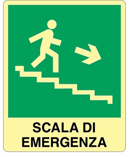 Cartello fotoluminescente pvc  'Scala di emergenza discesa'