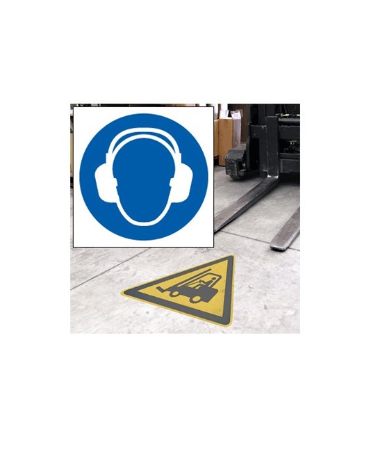 Pittogramma da pavimento obbligo uso protezioni per udito