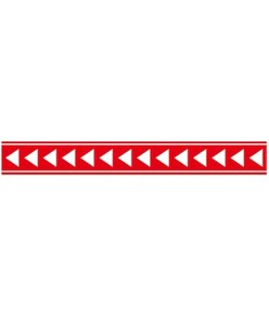 Striscia adesiva con frecce direzionali bianche su rosso Dim: 120 x 15 cm