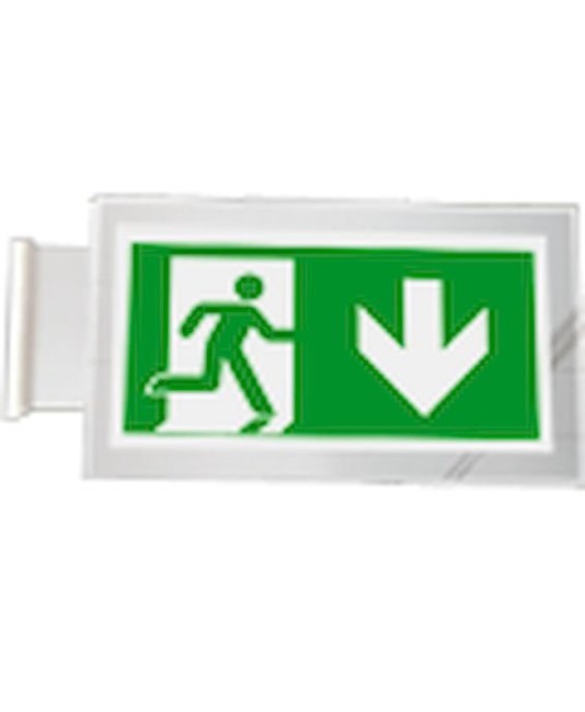 Cartello di emergenza bifacciale a bandiera 'uscita emergenza basso'