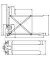 Transpallet a pantografo dotato di doppi stabilizzatori laterali e sollevamento meccanico fino a 800 mm