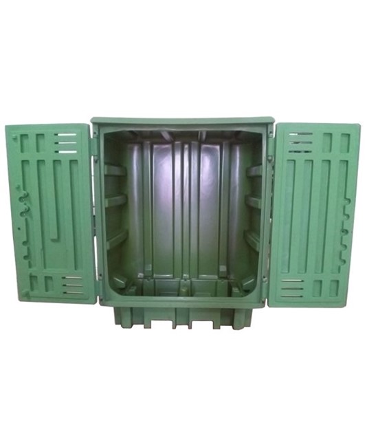 Armadio box in polietilene con vasca per quattro fusti da 200 lt