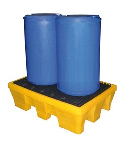 Vasca di contenimento in polietilene per 2 fusti da 200 litri su griglia o direttamente su pallet