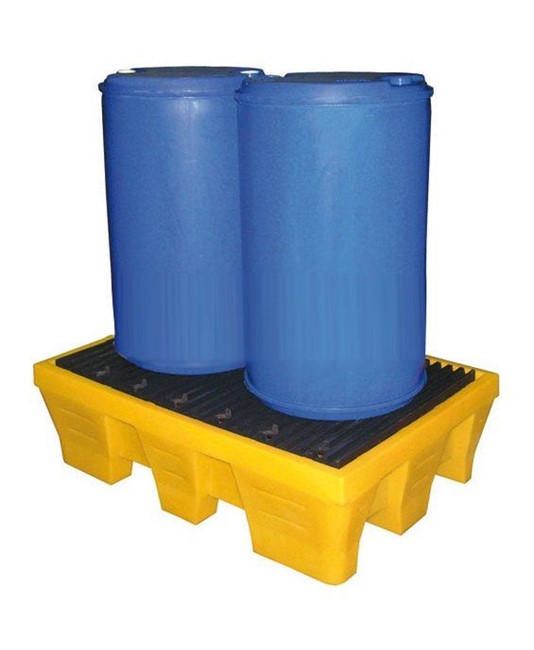 Vasca di contenimento in polietilene per 2 fusti da 200 litri su griglia o direttamente su pallet