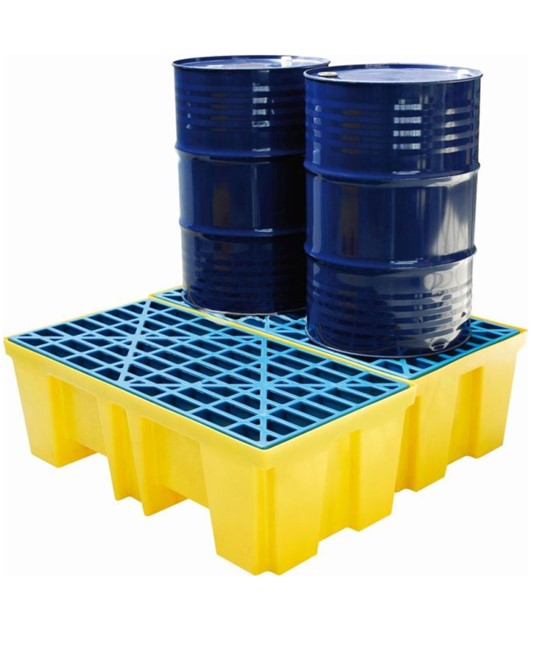 Vasca di contenimento in polietilene per 4 fusti da 200 litri con volume di raccolta di 510 litri