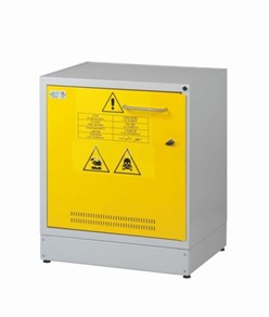 Armadietto di sicurezza certificato per prodotti chimici, acidi e basi con uno scomparto - dimensioni 600x500x h700 mm