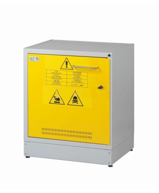 Armadietto di sicurezza certificato per prodotti chimici, acidi e basi con uno scomparto - dimensioni 600x500x h700 mm