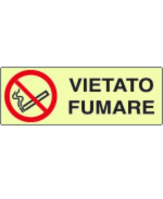 Cartello di divieto fotoluminescente 'vietato fumare'