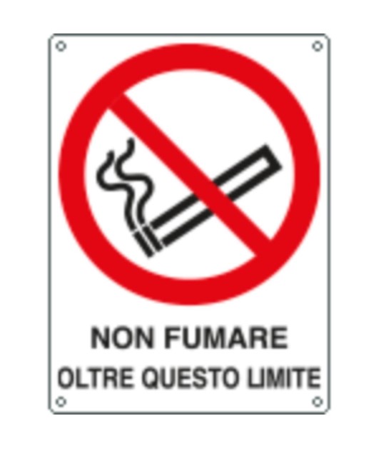 Cartello di divieto 'non fumare oltre questo limite'