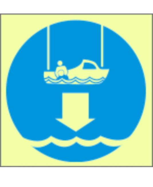 Cartello di obbligo marittimo fotoluminescente simbolo norme lancia salvataggio