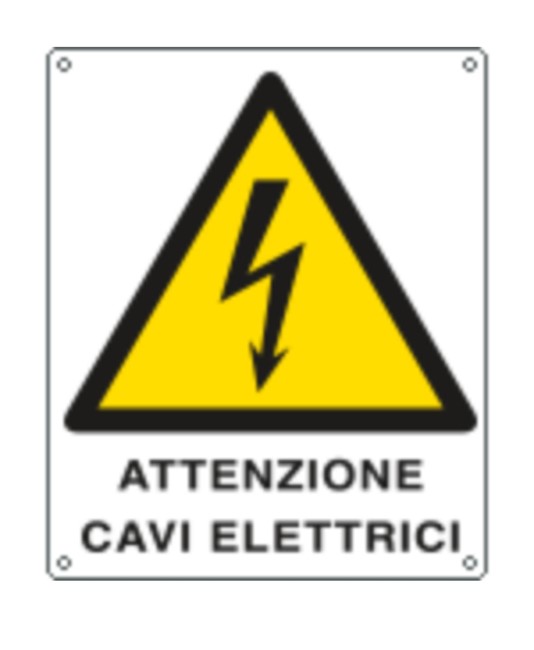 Cartello di pericolo 'attenzione cavi elettrici'