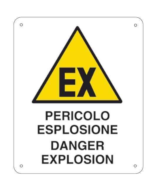 Cartello di pericolo 'pericolo esplosione danger explosion'