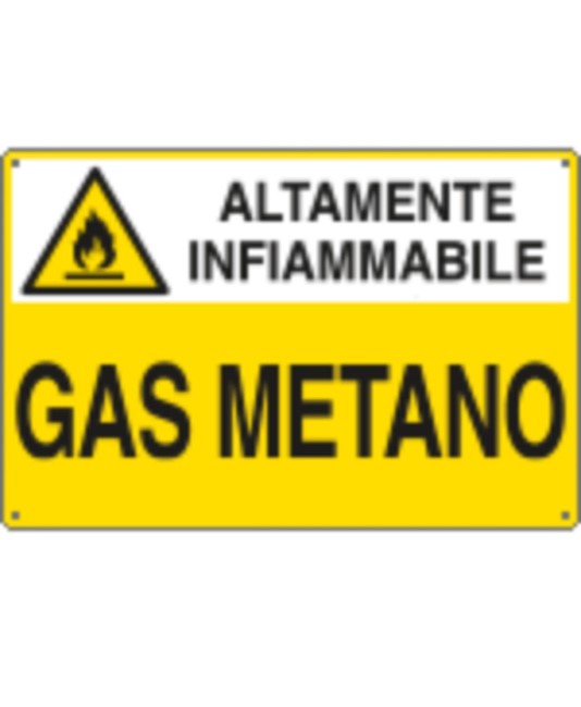 Cartello  'Gas metano altamente infiammabile'