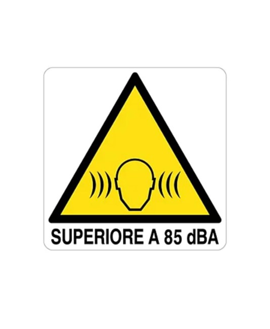 Cartello di pericolo 'superiore a 85 dB(A)'