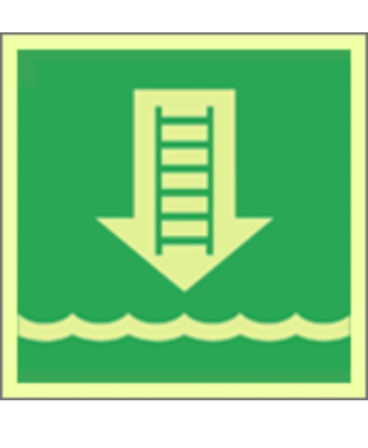 Cartello di sicurezza marittimo fotoluminescente con simbolo scala biscaglina