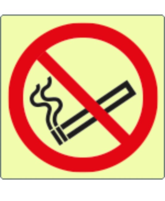 Cartello di divieto fotoluminescente simbolo vietato fumare
