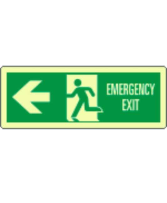 Cartello fotoluminescente 'uscita di emergenza a sinistra Emergency exit'