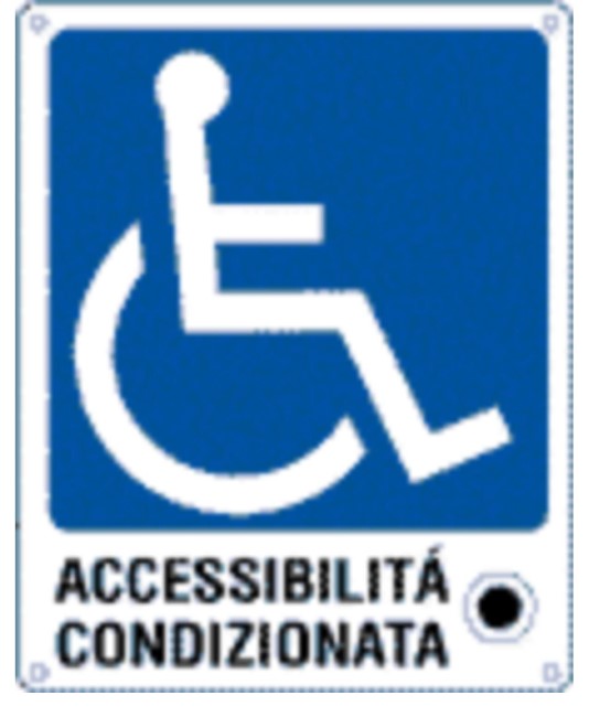 Cartello indicazione 'accessibilita' condizionata ai disabili'