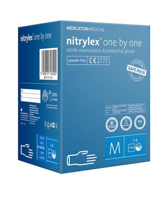 guanti monouso in nitrile senza polvere Mercator Nytrilex One by One