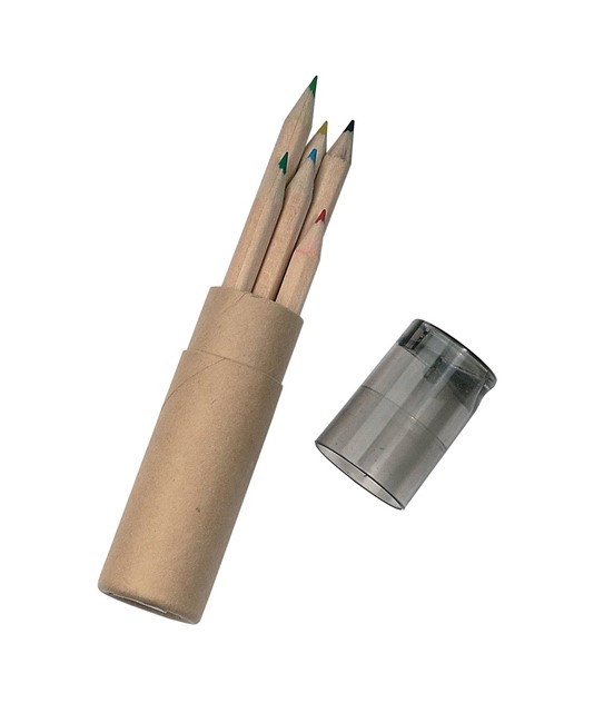 Set di 6 matite in legno colorate a sezione esagonale in confezione cilindrica di cartone