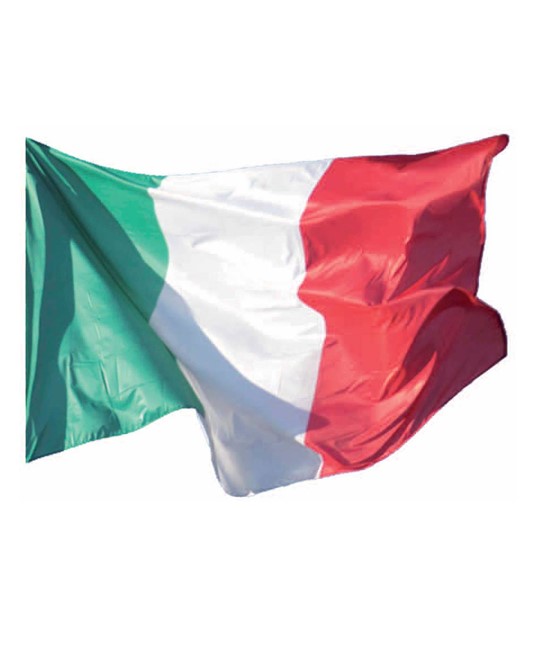 Bandiera italiana in poliestere con passante per l'asta e 2 asole per essere appesa