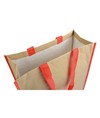 Shopper con soffietto in carta con interno in PP 140 g/m2, manici lunghi a nastro colorati