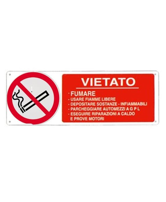 Cartello vietato  fumare, usare fiamme libere, depositare sostanze